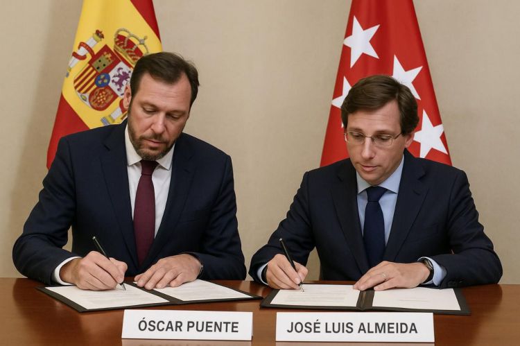 Foto firma acuerdo entre OScar Puente y José Luis Almeida