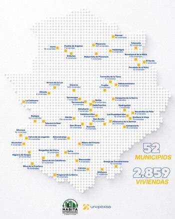 El Plan Habita Extremadura avanza en 52 municipios con nuevas viviendas protegidas